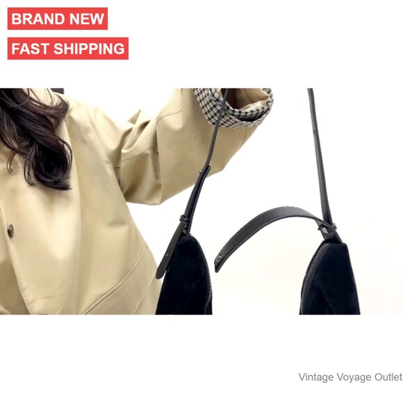 Slouchy Faux Suede Hobo Bag Crossbody Tote Adjustable Strap Medium Size - Picture 7 of 7